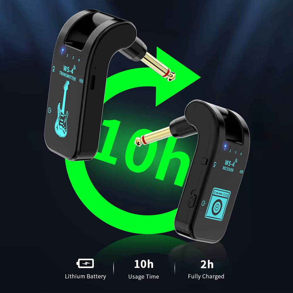 2.4G Wireless Guitar System Guitar Transmitter Receiver Set for Electric Guitar Bass 48K/16Bit Real-Time Transmission