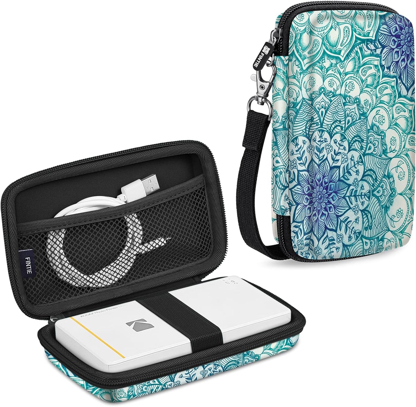 Protective Case for Kodak Step/Kodak Mini 2 Hd/Kodak Printomatic/Kodak Smile Camera & Printer - Shockproof Hard Shell Carrying Case with Inner Pocket, Emerald Illusions