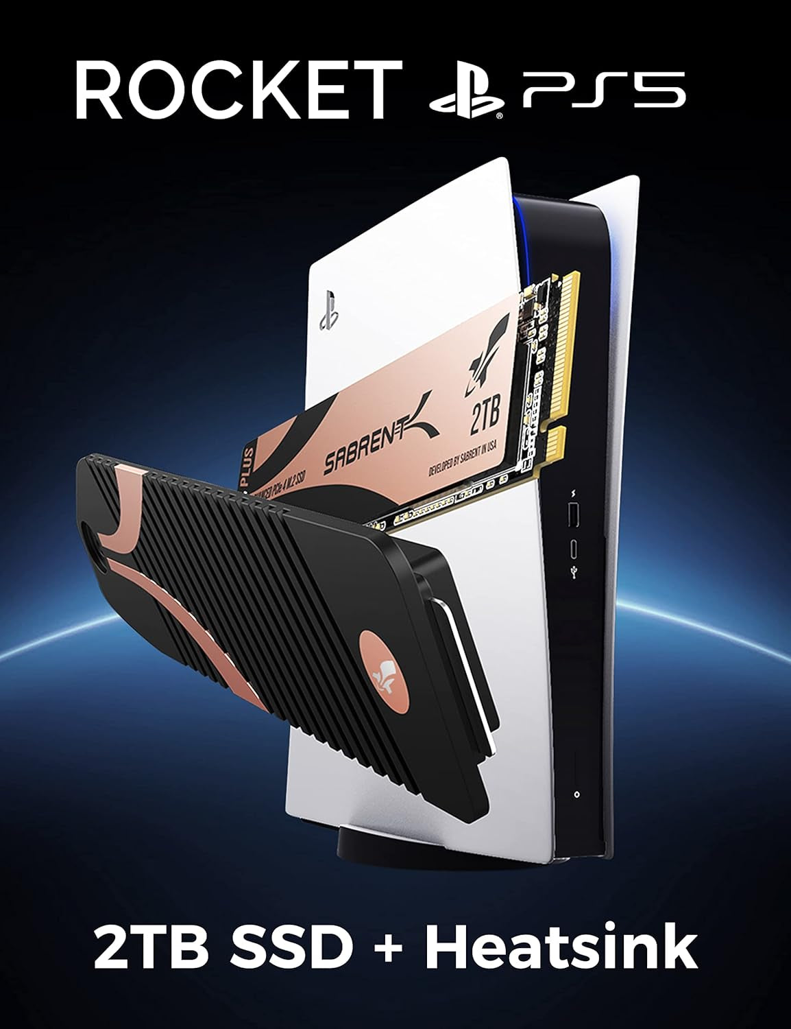 2TB Rocket 4 plus Nvme 4.0 Gen4 Pcie M.2 Internal Extreme Performance SSD + M.2 Nvme Heatsink for the PS5 Console (SB-RKT4P-PSHS-2TB)