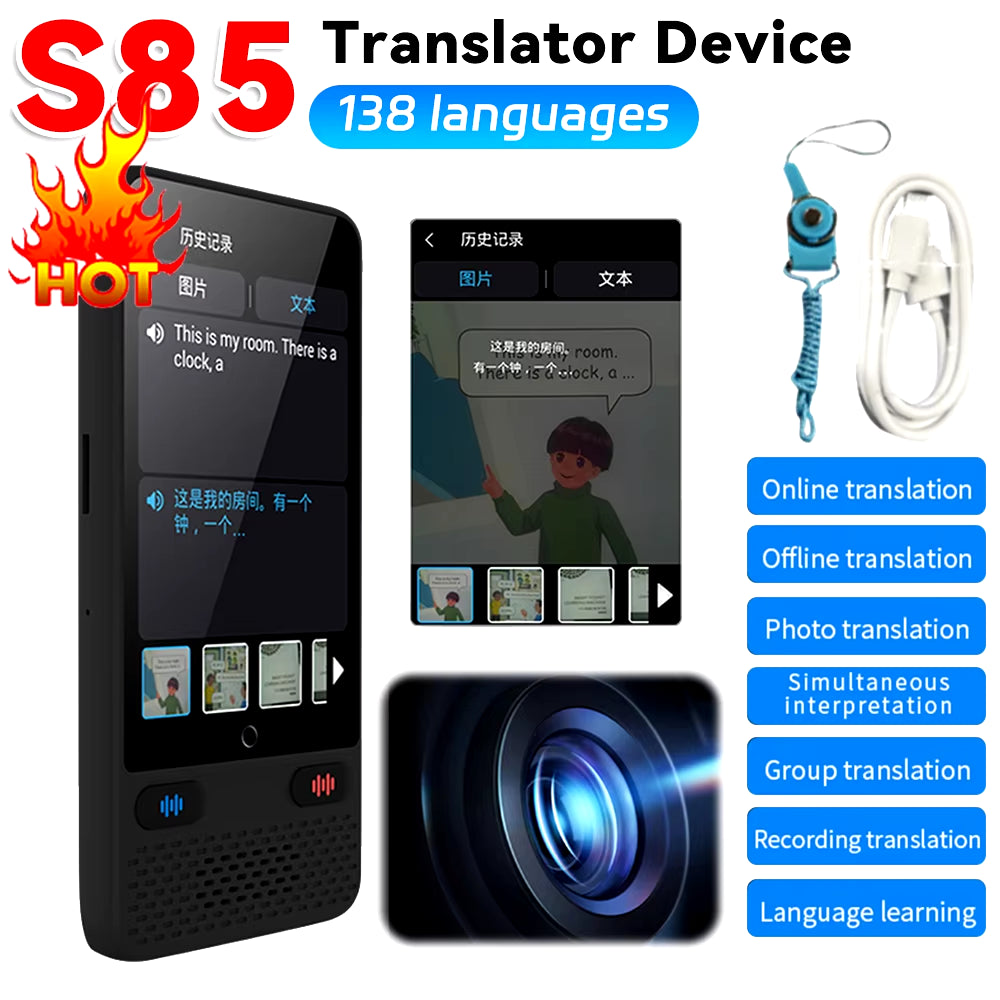 2024 New S85 Instant Voice Translator Portable Language Translator in Real-Time Smart Translator Supports 18 Offline Languages