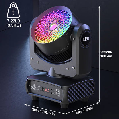 150W High Brightness Moving Head Light COB+LED RGBW 4In1 Stage Effect Lighting Rotating DMX512 for DJ Party Wedding Disco