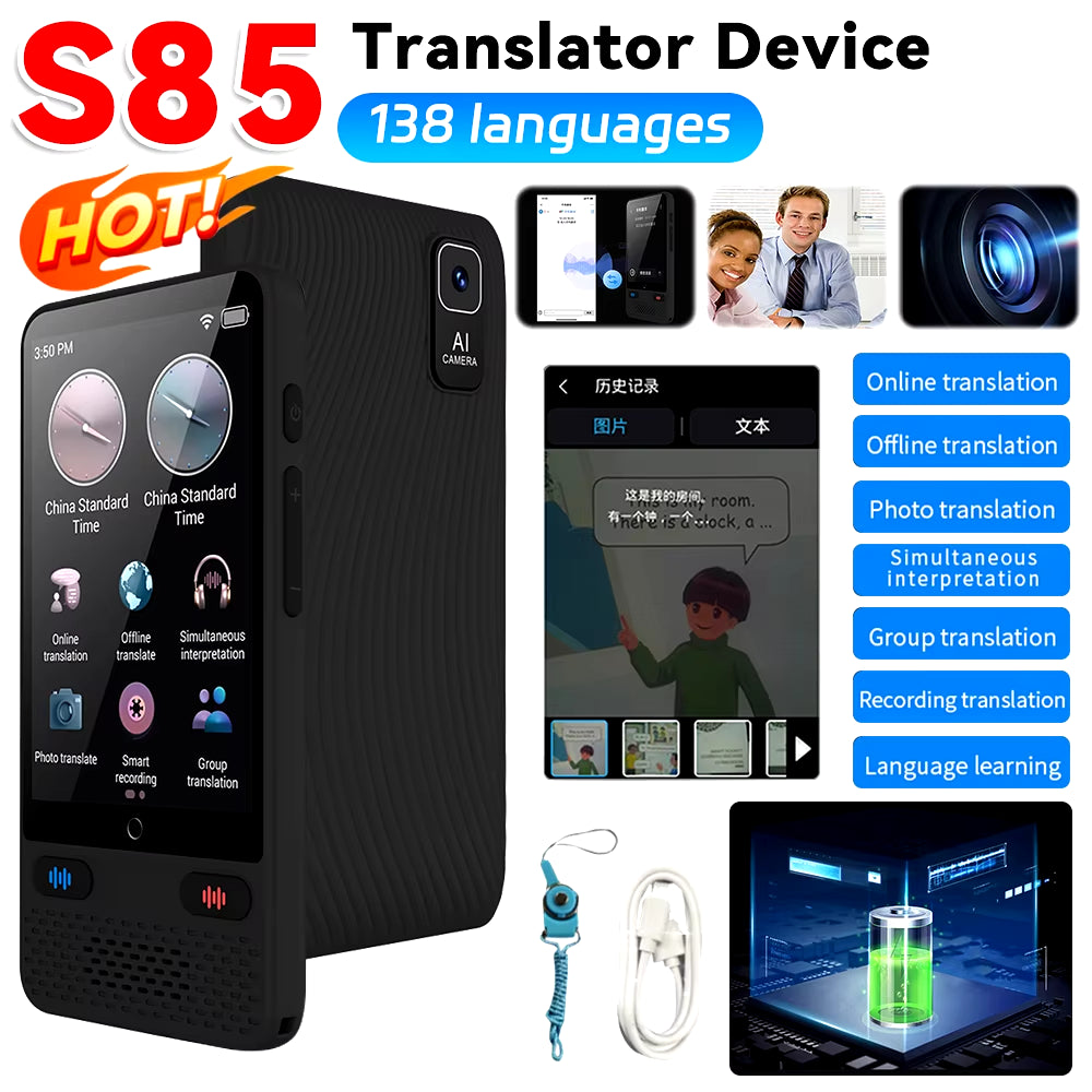 2024 New S85 Instant Voice Translator Portable Language Translator in Real-Time Smart Translator Supports 18 Offline Languages