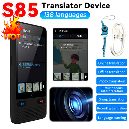 2024 New S85 Instant Voice Translator Portable Language Translator in Real-Time Smart Translator Supports 18 Offline Languages